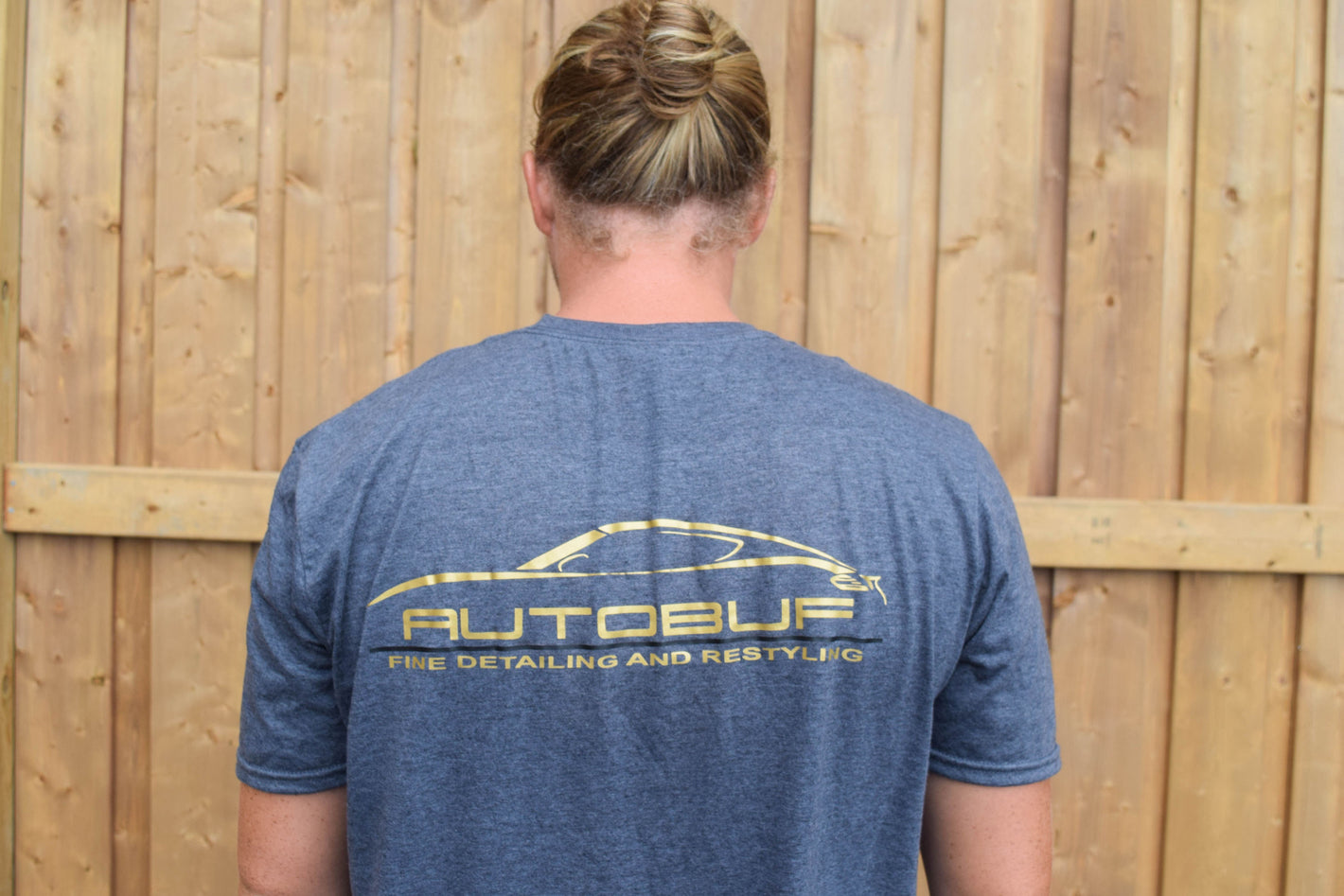 Grey T-Shirt with Autobuf logo in Gold